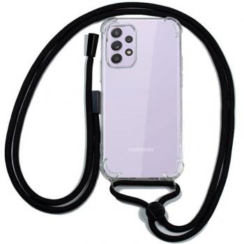 Funda Transparente con Cordón Negro para Samsung A525 Galaxy A52 / A52 5G / A52s 5G