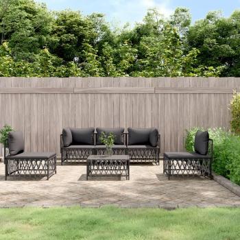 vidaXL 6-Piece Anthracite Steel Garden Lounge Set with Cushions