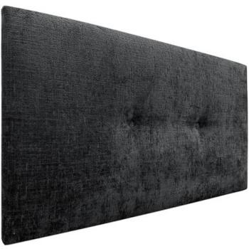 Cabecero Tapizado de Lana Natural con Botones, 90x50cm para Camas 80/90 - Color Negro, Acabado Alcolchado Winter Luxury