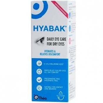Hyabak - Preservative-Free Fast-Acting Moisturising and Lubricating Solution for Dry Eyes | Suitable for Sensitive Eyes and Contact Lens Wearers | 10 ml in Easy-Use Bottle