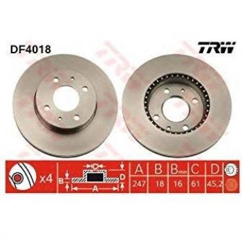 Disco de freno TRW DF4018 frente, ventilado, 1 pieza