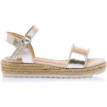 Sandalias Mustang CMTNG para Niña Color Plata, Sandalias de niña en rafia con piso de cuña, Mustang Kids. Sandalias Pad plateado Mustang Kids