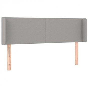Cabecero de Tela Gris Claro con Orellas 147x16x78/88 cm Acolchado y Antimancha