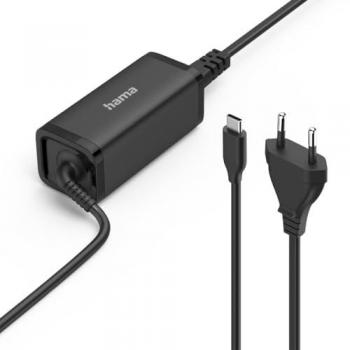Cargador Universal USB-C para Notebook Hama, GaN, Power Delivery (PD), 65W, Negro