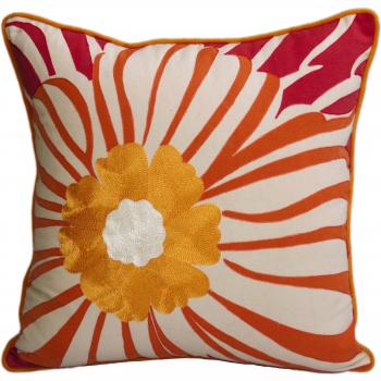 Jovi Home Gloria Carcasa 100-algodón bordado y funda de almohada decorativo, 18 de 45,72 cm, Naranja