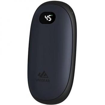 Unigear Calentador de Manos Recargable - Reutilizable Portable Electrónico Calienta Manos 5200mah USB Banco de Energía Calor 35-55°C y Digital Pantalla, para Raynauds, Exterior, Camping, Senderismo