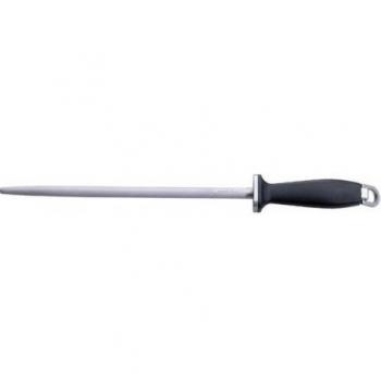 Arcos Serie Chairas, Chaira Afilador manual de cuchillos, Cuerpo de Acero al Carbono Cromado de 300 mm, Mango de Polipropileno color Negro