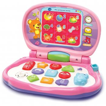 VTech-Mis primeras Teclas Ordenador infantil con tres modos de juegos que enseña animales, colores, formas y notas musicales, rosa