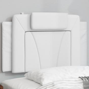 Cabecero de cama acolchado en cuero sintético blanco de 80 cm