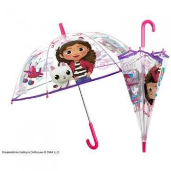 Paraguas infantil 45/8 con mango transparente y cúpula Gabby's Dollhouse
