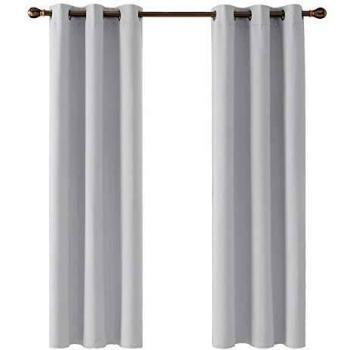 Deconovo Cortina Opaca para Habitación Matrimonio de Color Liso Moderno con Ojales 2 Piezas 107 x 160 cm Gris Blanco