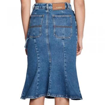 PINKO Blue Denim Midi Skirt with Zipper - IT46 | L