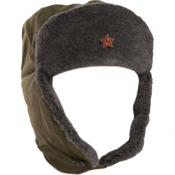Russian Army - Gorro de aviador - para hombre verde OLIVE HAT GREY FUR 59cm