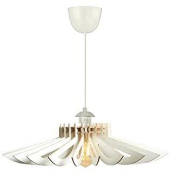 Lámpara de techo Covadonga de diseño en MDF blanco, dimensiones 52x52x45 cm, casquillo E27 Max 45-60 W