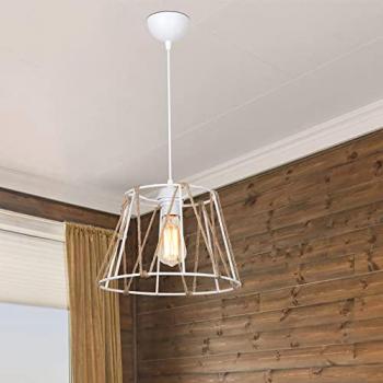 Lámpara Colgante Halifax 1 x E27 Máx. 20W Plástico y Cuerda de Yute 23 x 30 cm Blanco/Natural