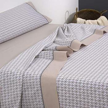 Mora - Juego de sábanas 100% Algodón G58. Cama 135 cm. Beig