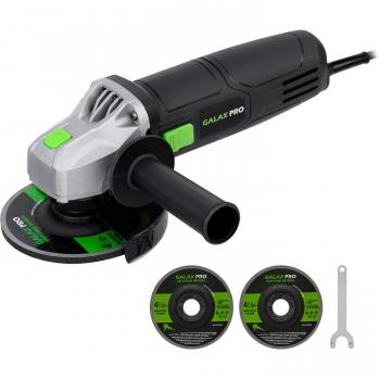 GALAX PRO Amoladora,500W 12000RPM Radial Angular, Cubierta Protectora de Ajuste Rápido, Bloqueo Interruptor, Cabeza Metálica, Diámetro de 115 mm, eje M14, 2 Disco, Llave Plana