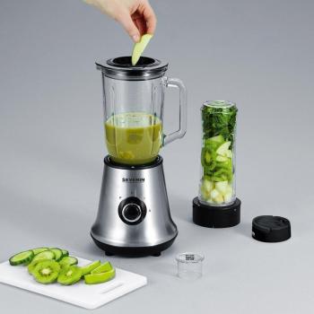 Batidora de Vaso Severin SM 3737 con Función Smoothie Mix & Go, 500 W, Capacidad de 1 L, Incluye Vaso Extra Portátil