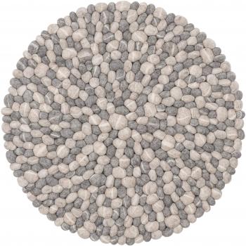 myfelt Hardy II Fieltro Bola Alfombra, Redondo, Lana Virgen, Gris, Lana Virgen, Gris, Ø 90 cm