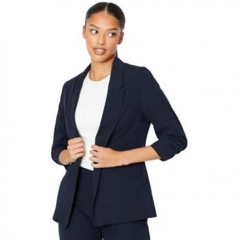 Navy Women's Ruched Sleeve Blazer Size 8