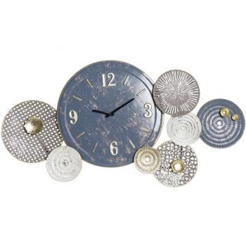 Reloj de Pared Moderno con Diseño de Círculos en Metal Azul - DKD Home Decor