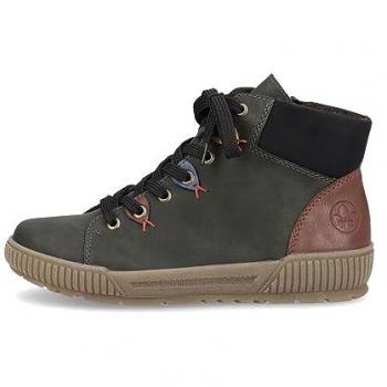 Baskets Montantes Rieker OPINELA Verde con Cordones y Cremallera para Mujeres, Tallas 36-41