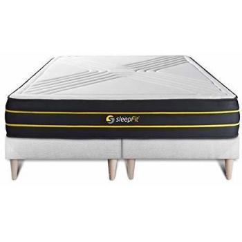 SLEEPFIT Conjunto Doble Cama + Colchón Ultra Micro Resortes Ensacados y Memoria de Forma 160x200 cm - Altura: 26 cm - Color: Blanco