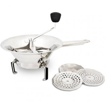 Menax - Pasapures Profesional en Acero Inoxidable - Modelo Italiano - 3 Discos - Ø 24 cm