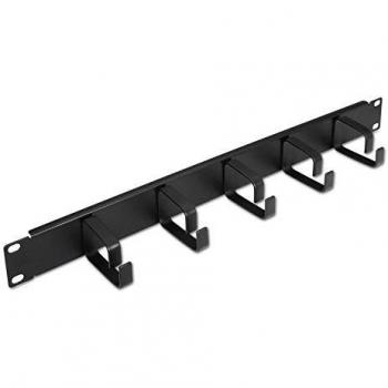 NANOCABLE 10.21.4105 -Organizador de Cables metalico con 5 Anillos, para Rack de 19 1U, Negro