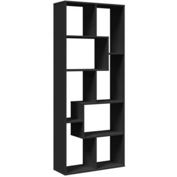 Librería divisora de madera de ingeniería negra 67x25x161,5 cm