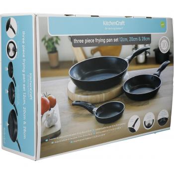 Juego de 2 Sartenes de Aluminio Antiadherente para Inducción KitchenCraft - 20cm y 28cm en Caja de Regalo