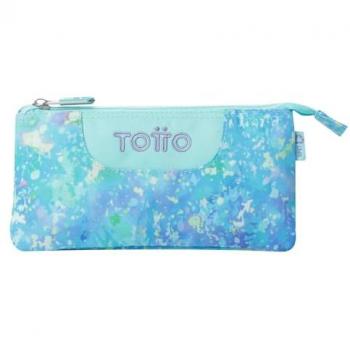 Estuche Escolar 3 Compartimentos TOTTO - Modelo Tablero Glitter, Dimensiones 22 x 11 x 3.5 cm, Una Cremallera, Tejido Resistente y Repelente a Líquidos, Estamp
