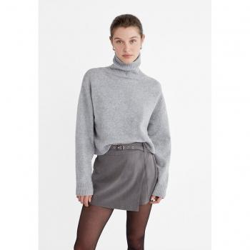 Soft-Touch Knit Sweater in Grey Melange - XS