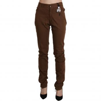 Ermanno Scervino Brown High Waist Skinny Trouser Cotton Pants - IT44|L