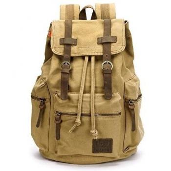 CLE DE TOUS - Mochila de Lona para Hombre Mujer Mochila de a diario Bolso Grande de Viaje Mochila escolar color Caqui