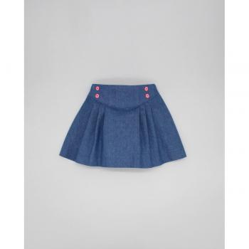 Falda denim con botones rosa flúor para niñas de Fina Ejerique