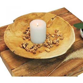 Centro de mesa decorativo de madera de teca Ø30x7cm en colores naturales