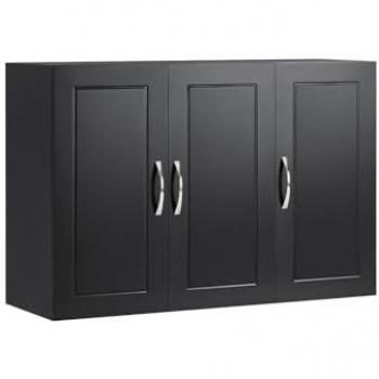 Armario Colgante de Pared para Baño con 3 Puertas y Balda Ajustable Negro 90 x 30 x 60 cm FRG231-L-SCH