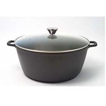 Cazuela Mijoteuse Alta Baumalu 36 cm de Aluminio Negro con Cobertera de Vidrio - 13,4 Litros