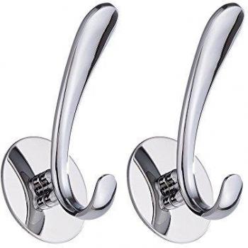 GERUIKE Ganchos Adhesivos Cocina Baño Toalleros Gancho Percha Abrigos Colgador Toallas Albornoces de Acero Inoxidable Percha para Abrigos Adhesiva de Cocina sin Taladro 2 Dos Piezas