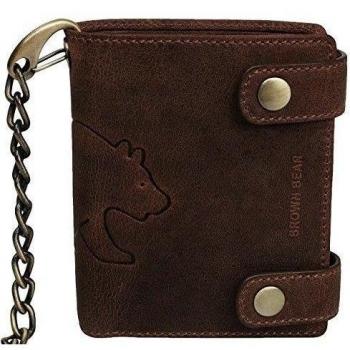Brown Bear, Cartera de piel con cadena, color piel de búfalo Vintage Marrón Used Look, BB de BH 0152 BR