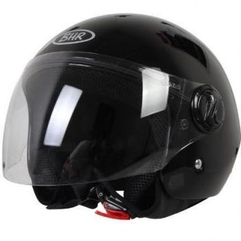 BHR 49906 Demi-Jet Casco, Color Negro Metálico, Talla XL, 61 cm