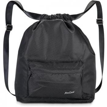 ProCase Mochila con Compartimiento Seco/Mojado, Bolsa Unisex Deportiva Resistente al Agua, Bolso con División Seco/Húmedo para Natación Surf Viajar Excursión Acampar -Negro