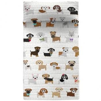 Colcha HappyFriday Multicolor para Perros 180x260 cm, Cama 80/90/105, 100% Algodón (Exterior) y 100% Poliéster (Relleno), Calidad de 150 TC