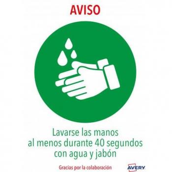 Señales adhesivos preimpreso lavarse las manos sobre de 2 hojas en A4 Avery AV_KITCOVID1_ES