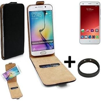 TOP SET: Caso Smartphone para ZTE Blade S6 cubierta del estilo del tirón 360°, negro + anillo protector, cubierta del tirón - K-S-Trade