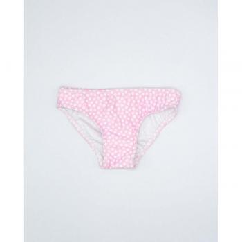 Bikini de niña rosa con estampado de lunares y volantes