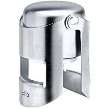 Tapon de Champán Cilio 201819, Acero Inoxidable Mate, Color Plata, Dimensiones 6 x 5 x 5 cm