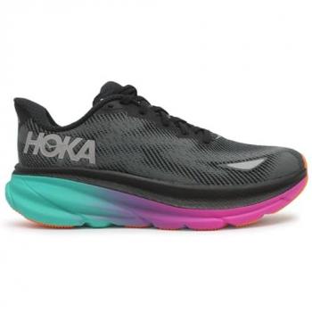 Hoka One One Clifton 9 GTX Women's Road Running Shoes - Black/Electric Aqua