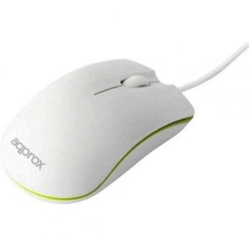 Approx APPOMNWG - Ratón (Óptico, USB, 800 dpi, Verde, Blanco)